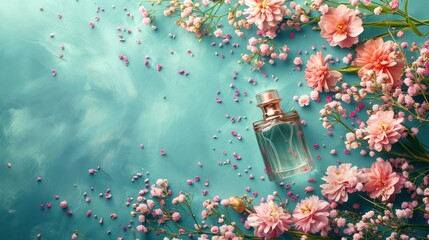 Aesthetic Perfume Bottle with Small Flowers