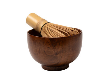 Bamboo crown and bamboo bowl isolated on a white background.