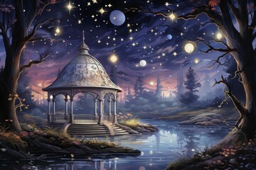 Whimsical starlight gazebos - Generative AI