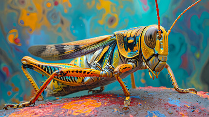 grasshopper on a blue background