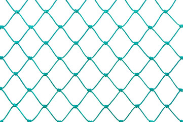 Soccer Football Goal Post Set Net Rope Detail, New Green Goalnet Netting Ropes Knots Texture Pattern, Horizontal Macro Closeup, Isolated Large Detailed Blank Empty Copy Space Background - 715927626