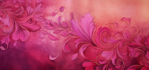 Rich pink, fuchsia, and gold fabric textured curves for wallpaper or background 003