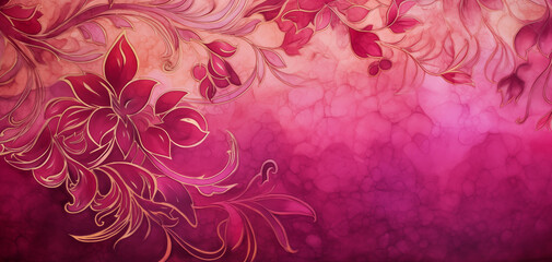 Rich pink, fuchsia, and gold fabric textured curves for wallpaper or background 004