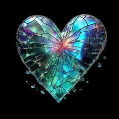 Fototapeta premium The rainbow glass heart is broken.