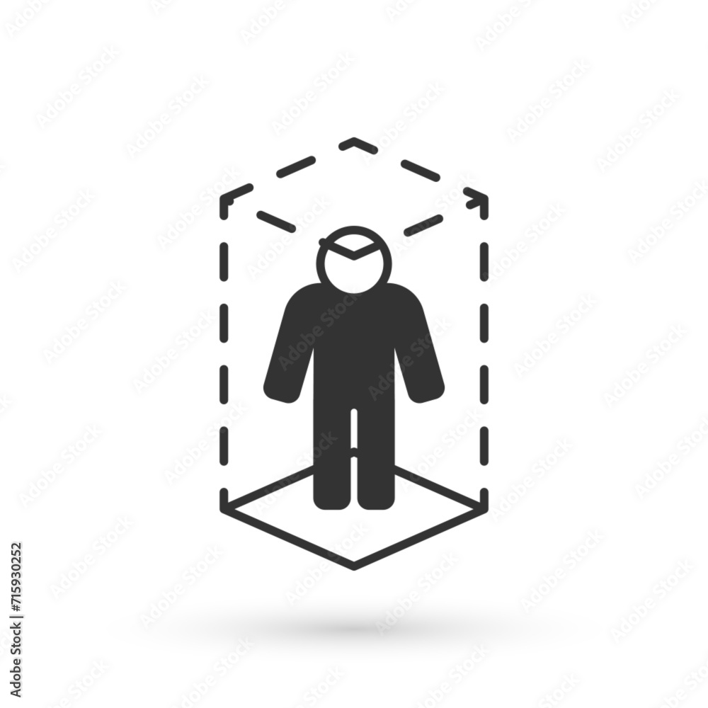 Poster grey 3d modeling icon isolated on white background. augmented reality or virtual reality. vector