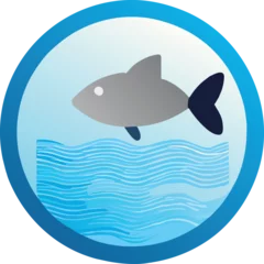Foto op Plexiglas a fish in the sea with waves, icon, vector, illustration, isolated © Gear Digital