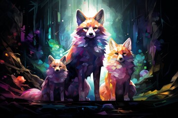 Luminescent spirit foxes - Generative AI