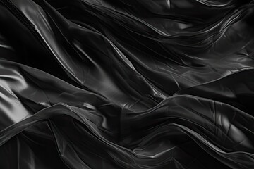graphite plastic background. crumpled and draped textured cellophane material - obrazy, fototapety, plakaty
