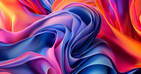 A mesmerizing fractal art piece, bursting with vibrant shades of lilac, violet, and magenta, evoking feelings of creativity and abstract beauty through the use of colorful fabric swirls