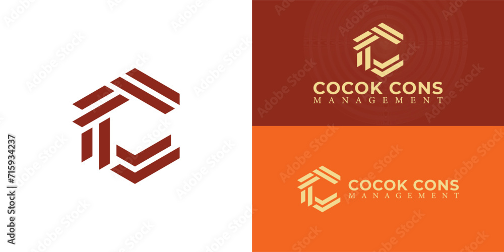 Aufkleber abstract initial letter c or cc logo in red color isolated in white background applied for professio