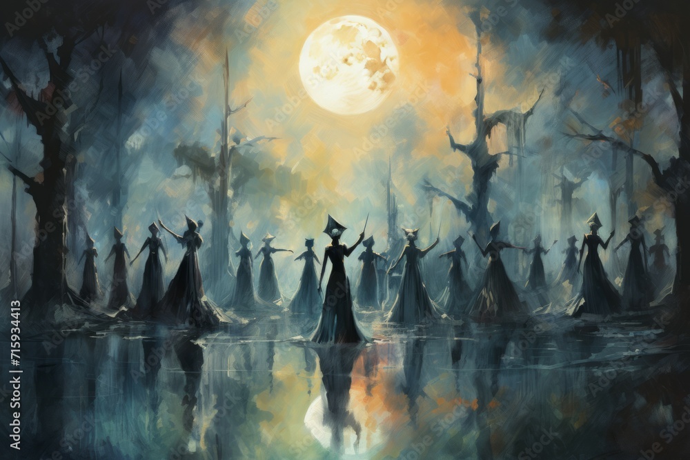 Canvas Prints Hauntingly beautiful moonlit masquerades - Generative AI