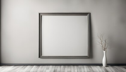 empty picture frame on a wall next to a vase, simple, clean, minimalist display