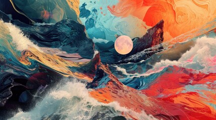 Fantasy space scene with planets and stars, abstract background