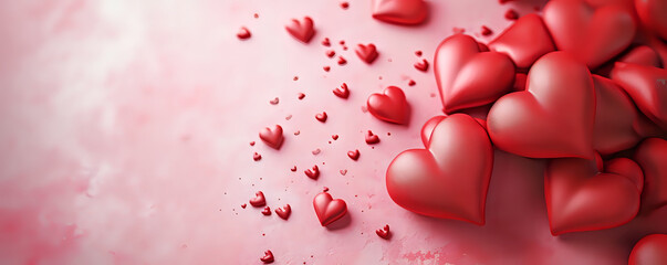 Fototapeta premium valentines day background with pink and red hearts