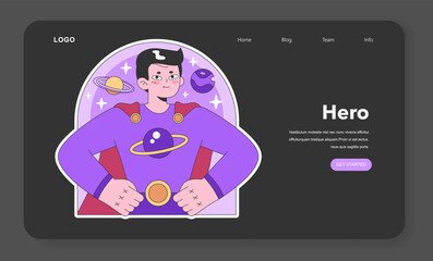 Personality psychological archetype dark or night mode web, landing. Character characteristics. Hero collective unconscious prototype. Flat vector illustration