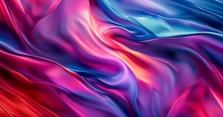 Obraz premium Vibrant hues of lilac dance across the abstract waves of a fabric, evoking a sense of artistic wonder and colorfulness