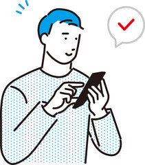 スマホで調べる男性ーベクターシンプルイラストセット