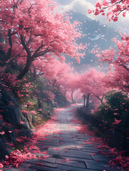 cherry blossom alley in the spring 