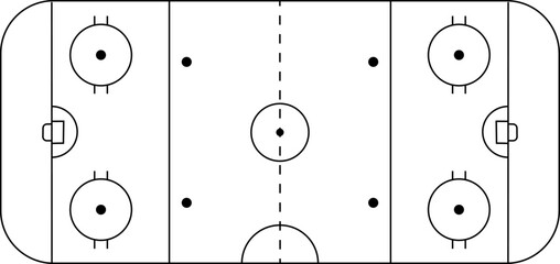 Hockey rink. Hockey field. International Ice Hockey Rinks standard Dimensions and Sizes. Vector illustration - obrazy, fototapety, plakaty