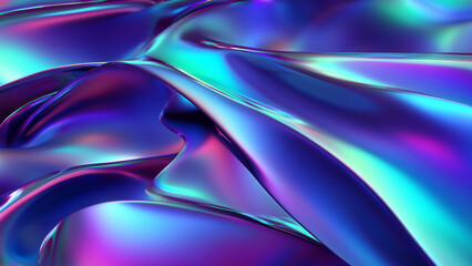 Vibrant Holographic Fluid Shapes in 3D Space Backdrop