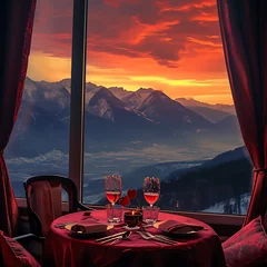 Fototapeten Romantisches Essen vor bergigem Hintergrund © Stefan Freytag