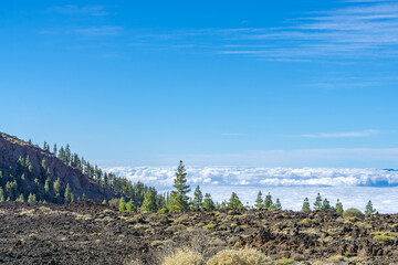 Beautiful landscape of Tenerife with views from Mount Teide into the valley