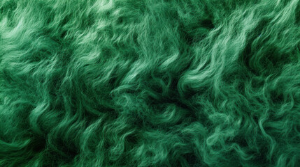 Abstract Texture of Green Sheep Wool. Embodying the Spirit of Saint Patrick's Day. Animal Wool Fibers Texture. Symbolizing Luck and Celebration