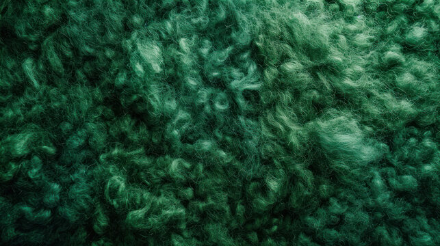 Abstract Texture of Green Sheep Wool. Embodying the Spirit of Saint Patrick's Day. Animal Wool Fibers Texture. Symbolizing Luck and Celebration