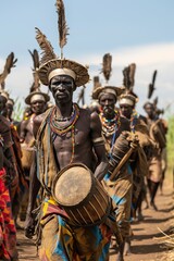 Fototapeta na wymiar southern tribes as warriors of ethiopia