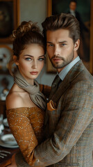 couple in restaurant, vintage style