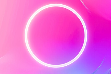 background with a gradient of pink and purple, with a white circle in the center
