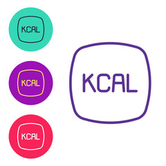 Set line Kcal icon isolated on isolated on white background. Health food. Set icons colorful. Vector