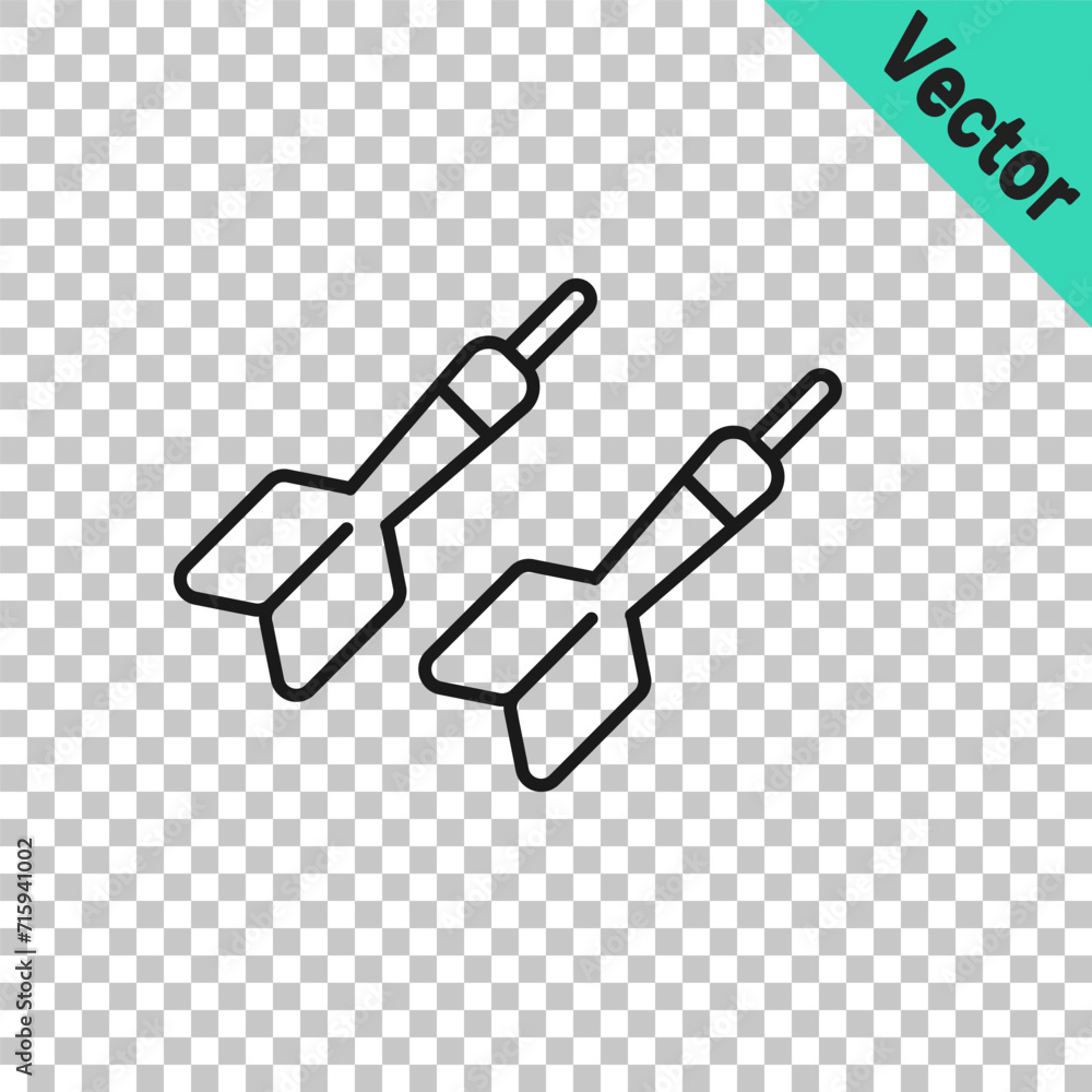 Poster black line dart arrow icon isolated on transparent background. vector