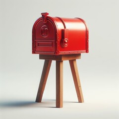 red post box with mail on white
