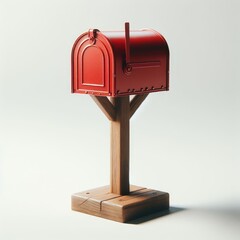 red post box with mail on white
