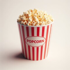 bucket of popcorn on white
