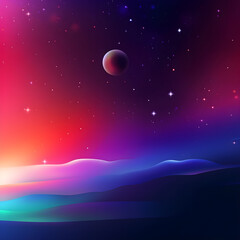sky with moon and stars  colorful gradient futuristic digital artwork, futuristic background