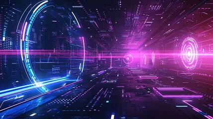 futuristic abstract wallpaper with neon lights. neon background. created with Generative AI