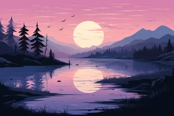 Poster Serene twilight lakes - Generative AI © Sidewaypics