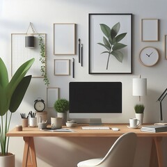 office interior with table, Minimalist Space for Productive Work Background created with generative ai