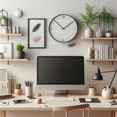 office interior with table, Minimalist Space for Productive Work Background created with generative ai