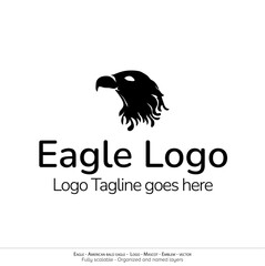 Eagle Logo, Flying Bird Emblem. dove mascot. American Bald Eagle silhouette logo. Minimal design, minimalistic logo vector