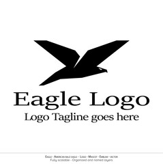 Eagle Logo, Flying Bird Emblem. dove mascot. American Bald Eagle silhouette logo. Minimal design, minimalistic logo vector