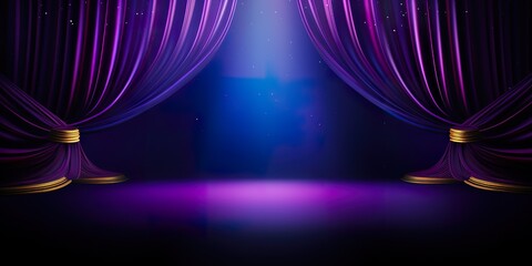 Blue purple Golden Curtain Stage Award Background