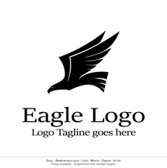 Eagle Logo, Flying Bird Emblem. dove mascot. American Bald Eagle silhouette logo. Minimal design, minimalistic logo vector