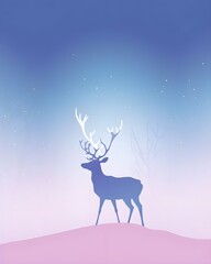 deer in the woods, deer in the forest beautiful gradient illustration wallpaper background  