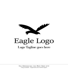 Fototapeta na wymiar Eagle Logo, Flying Bird Emblem. dove mascot. American Bald Eagle silhouette logo. Minimal design, minimalistic logo vector