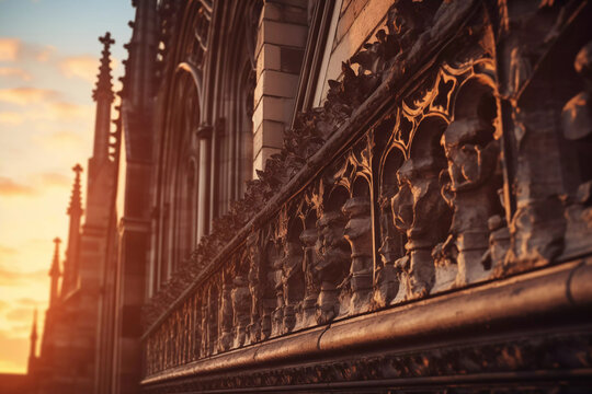 close-up of a gothic window, generative ai