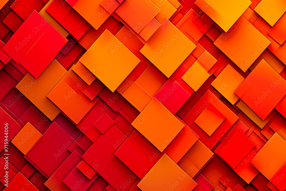 Poster background with a pattern of overlapping squares in shades of red and orange
