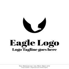Obraz premium Eagle Logo, Flying Bird Emblem. dove mascot. American Bald Eagle silhouette logo. Minimal design, minimalistic logo vector